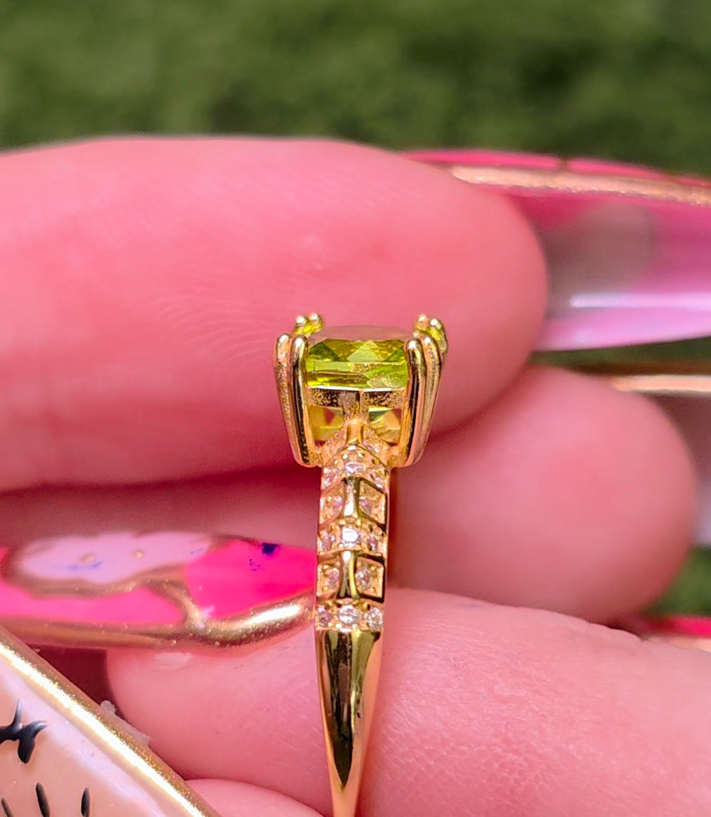 Peridot & Zircon Gold-Plated Ring