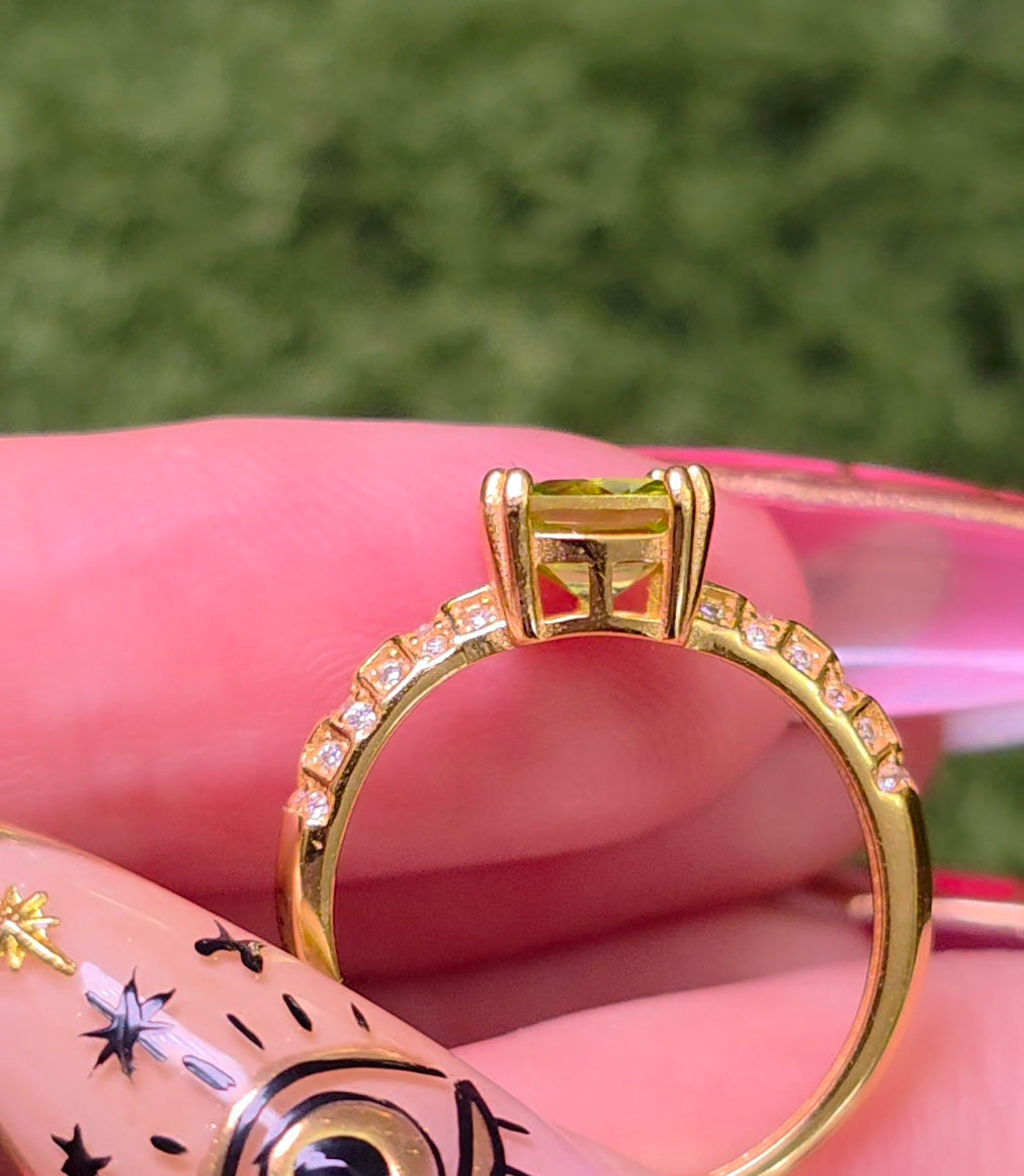 Peridot & Zircon Gold-Plated Ring