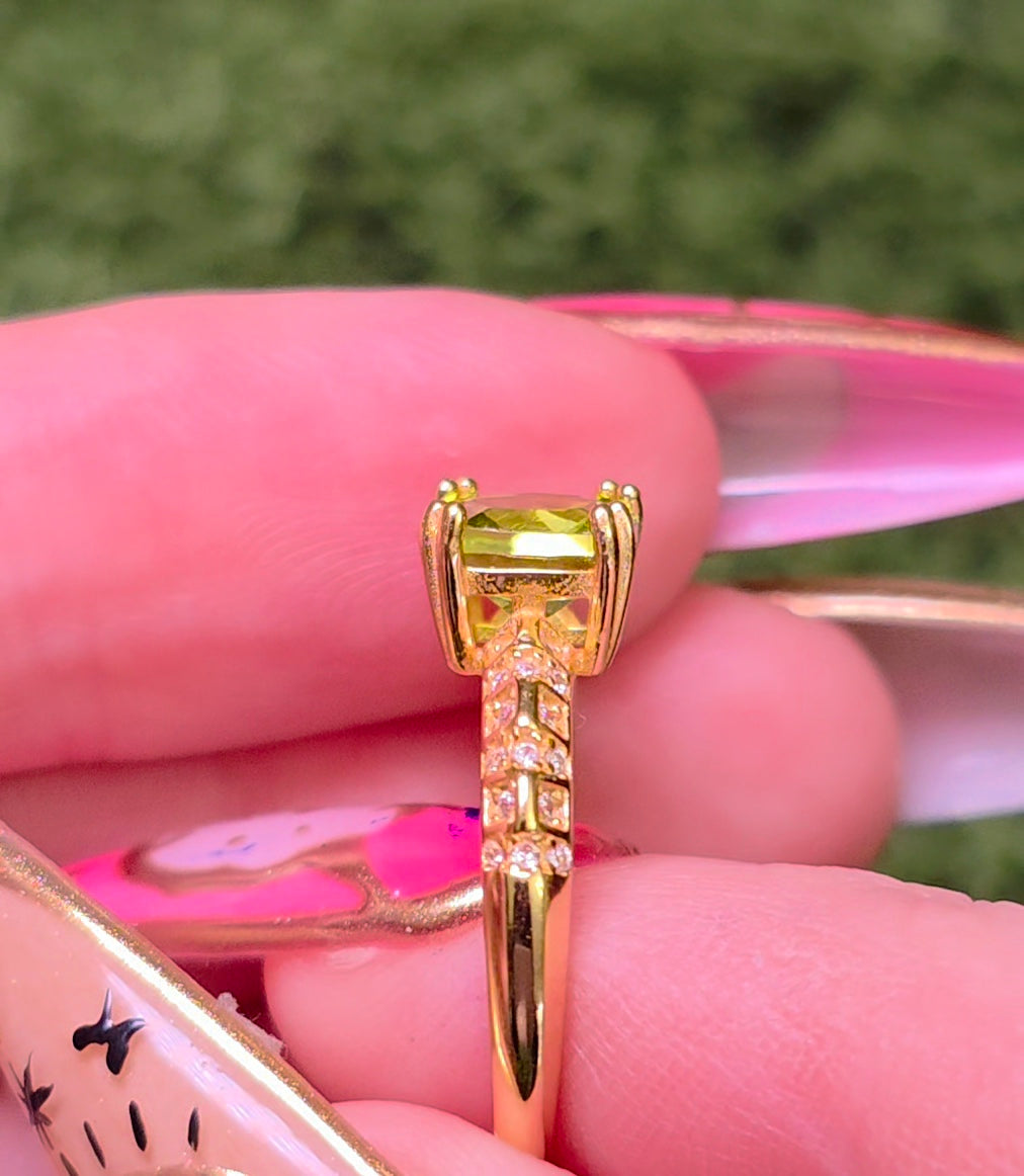 Peridot & Zircon Gold-Plated Ring