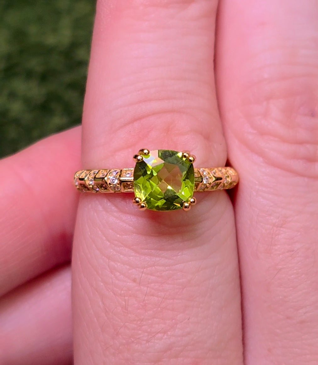 Peridot & Zircon Gold-Plated Ring