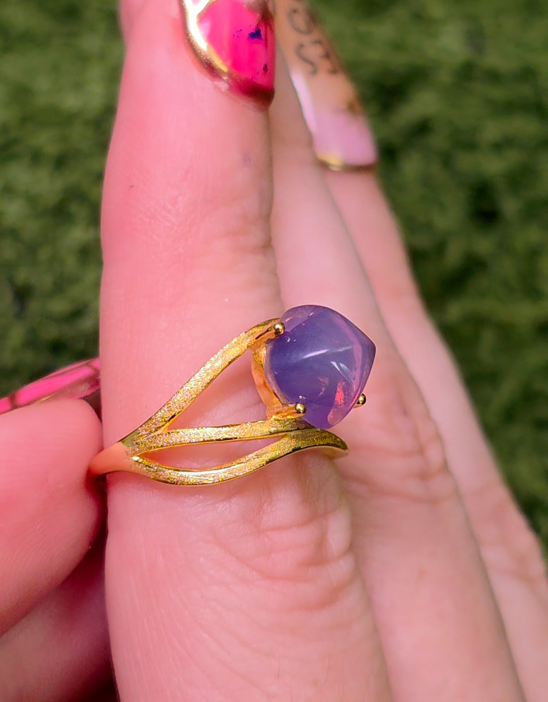 Lavender Moon Quartz Sugarloaf Gold-Plated Ring