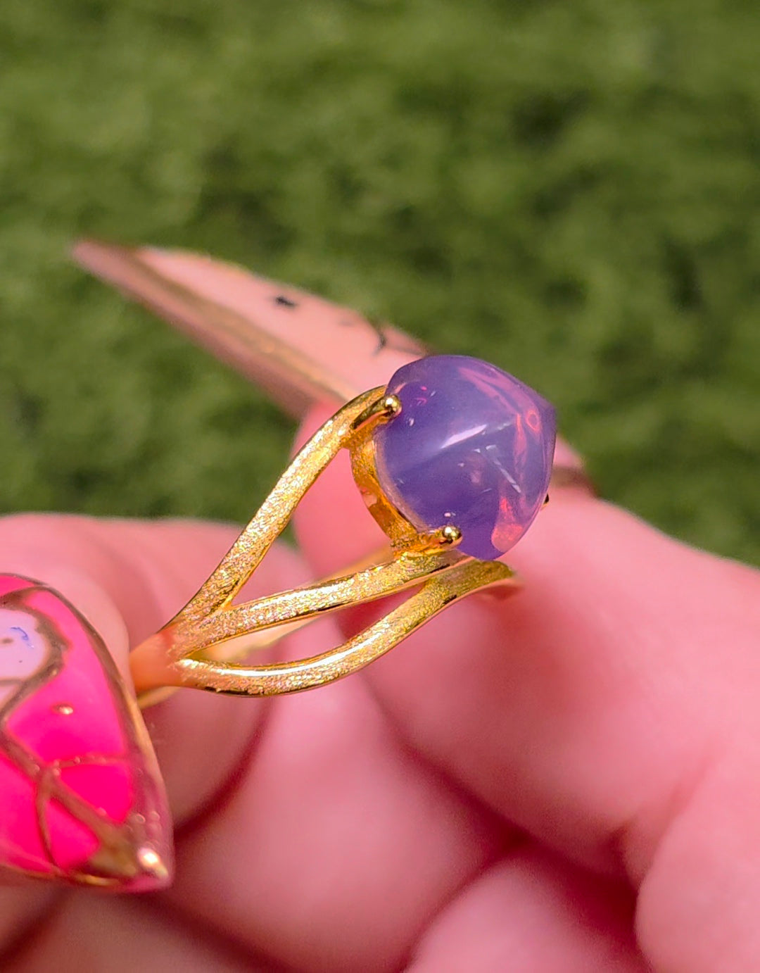 Lavender Moon Quartz Sugarloaf Gold-Plated Ring