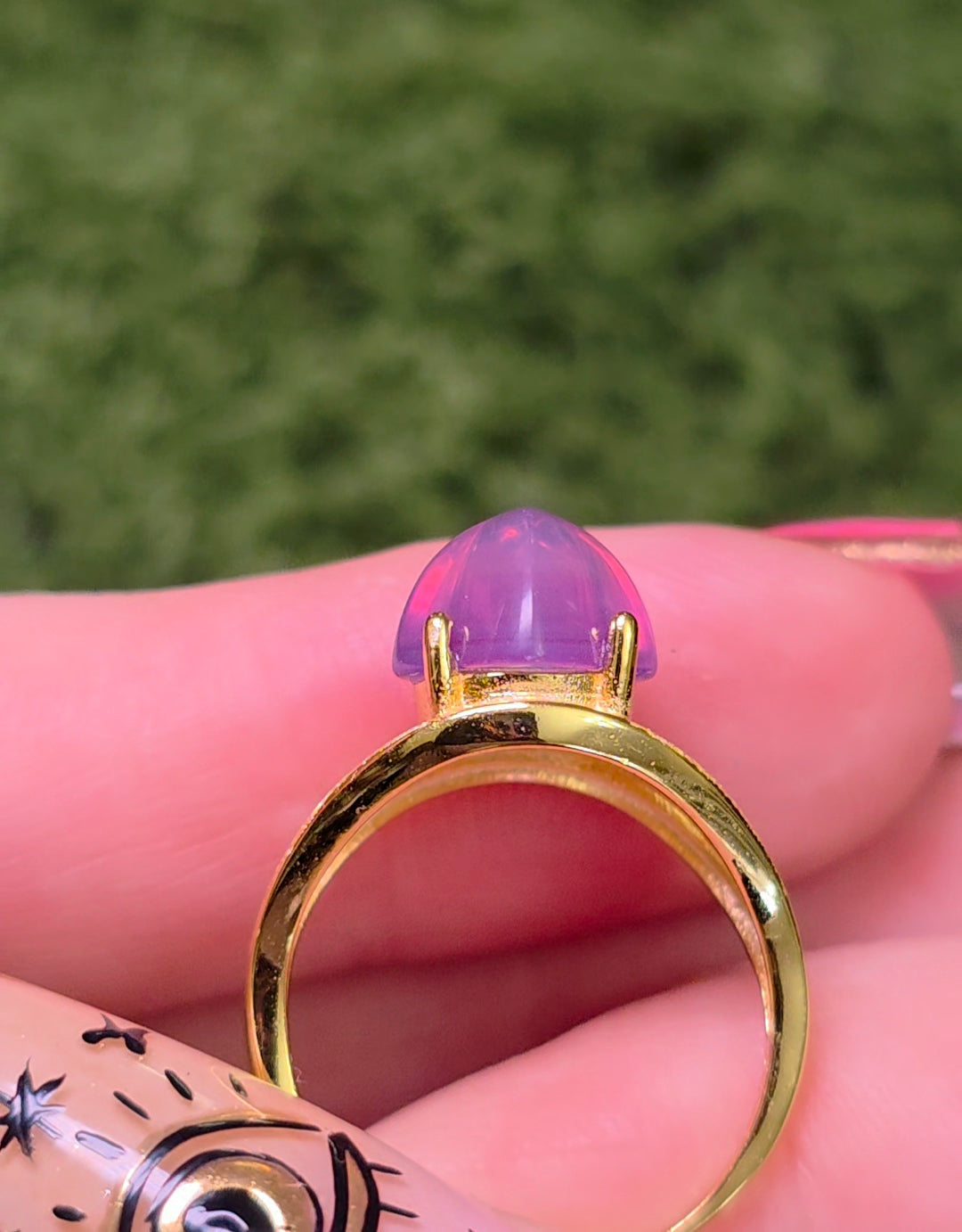 Lavender Moon Quartz Sugarloaf Gold-Plated Ring