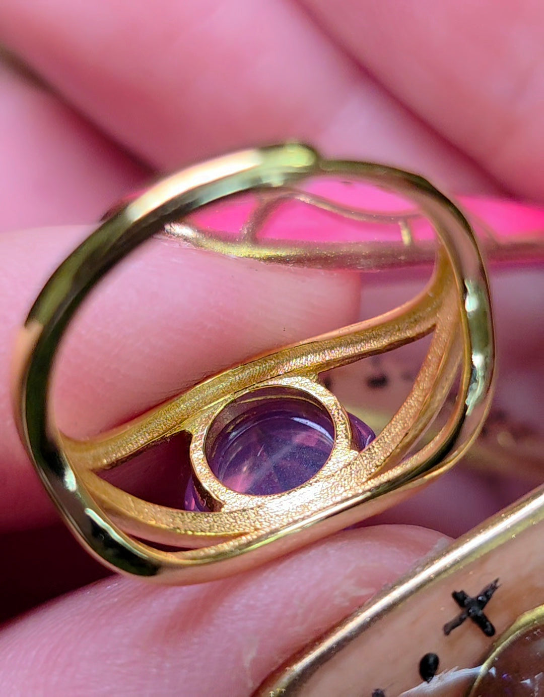 Lavender Moon Quartz Sugarloaf Gold-Plated Ring