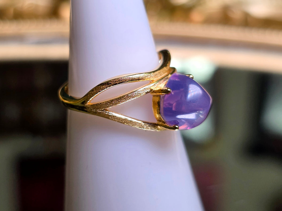 Lavender Moon Quartz Sugarloaf Gold-Plated Ring