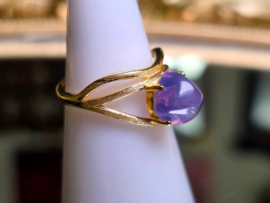 Lavender Moon Quartz Sugarloaf Gold-Plated Ring