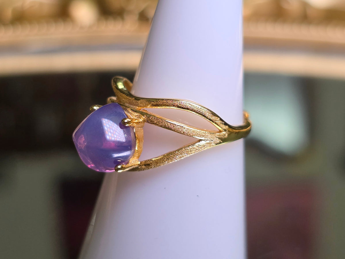 Lavender Moon Quartz Sugarloaf Gold-Plated Ring