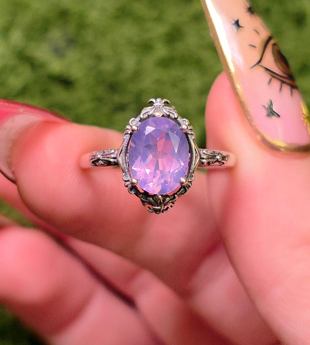 Lavender Moon Quartz Vintage-Style Ring