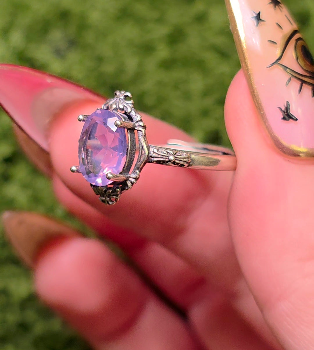 Lavender Moon Quartz Vintage-Style Ring