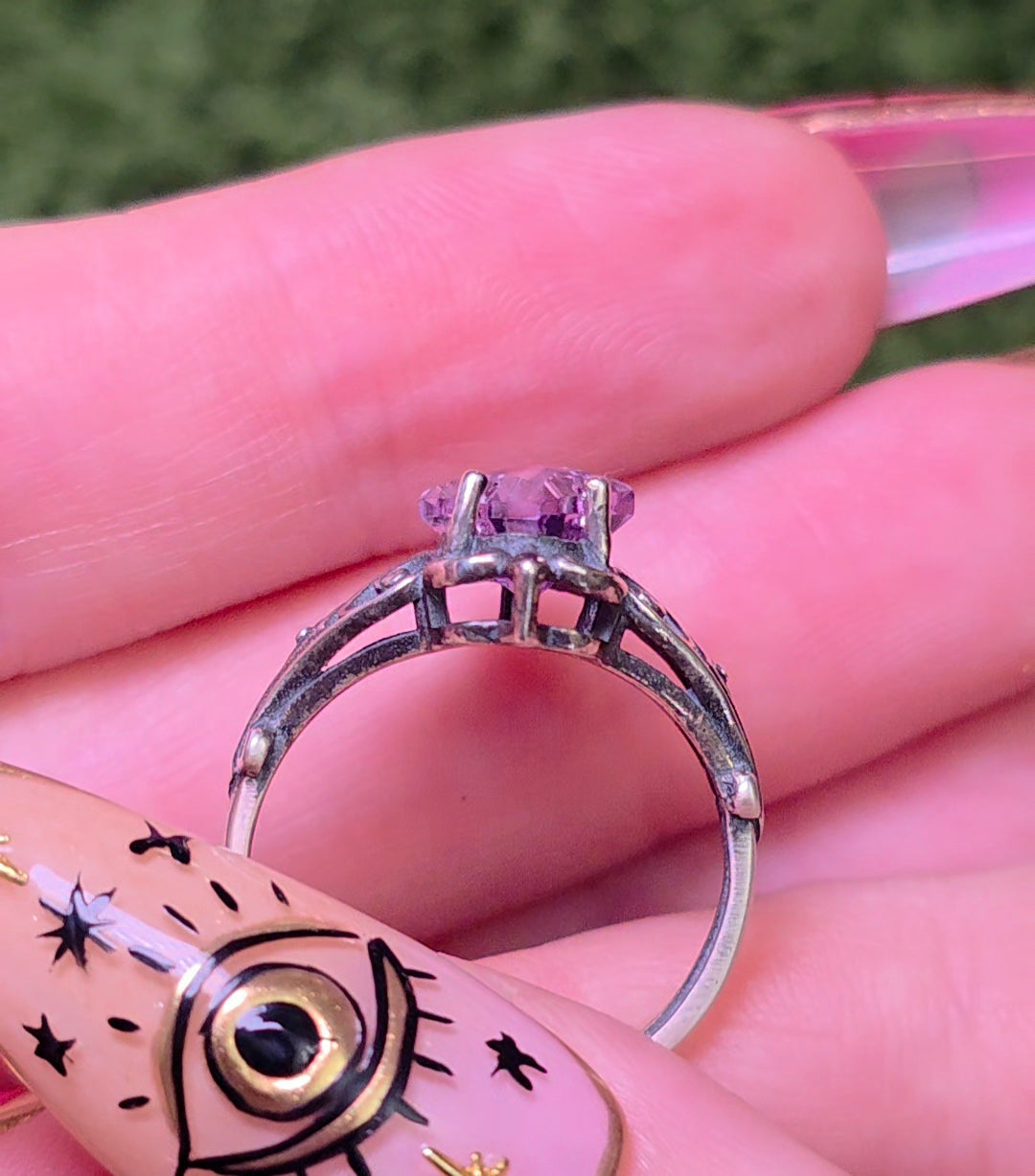 Lavender Moon Quartz Scrollwork Ring