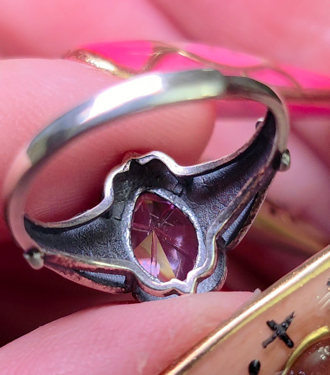 Lavender Moon Quartz Scrollwork Ring