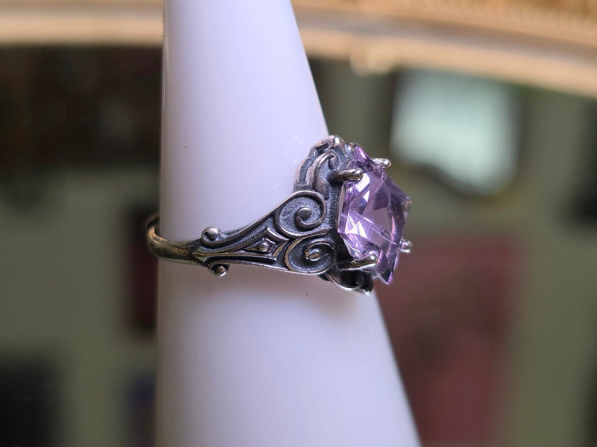 Lavender Moon Quartz Scrollwork Ring