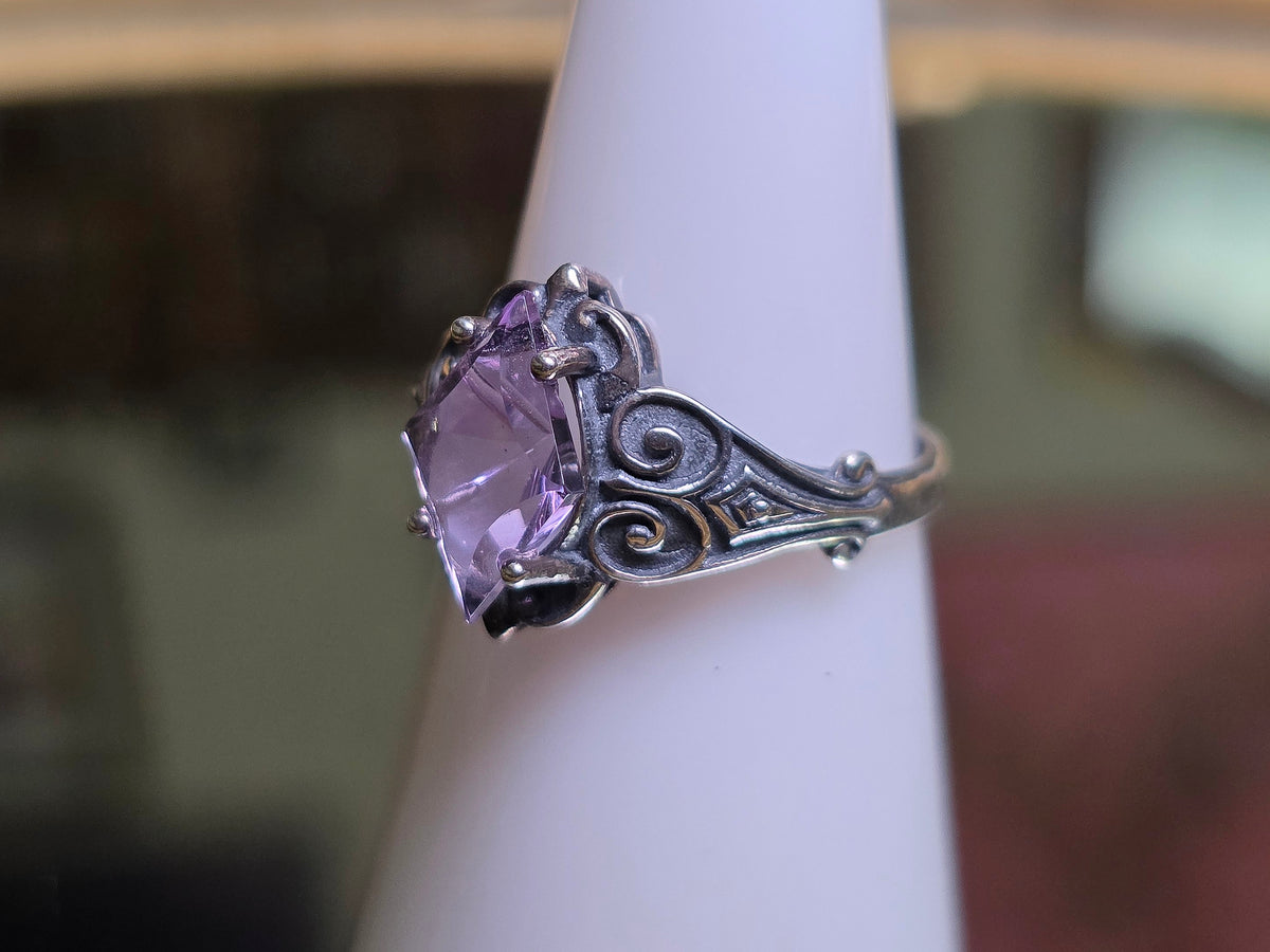 Lavender Moon Quartz Scrollwork Ring