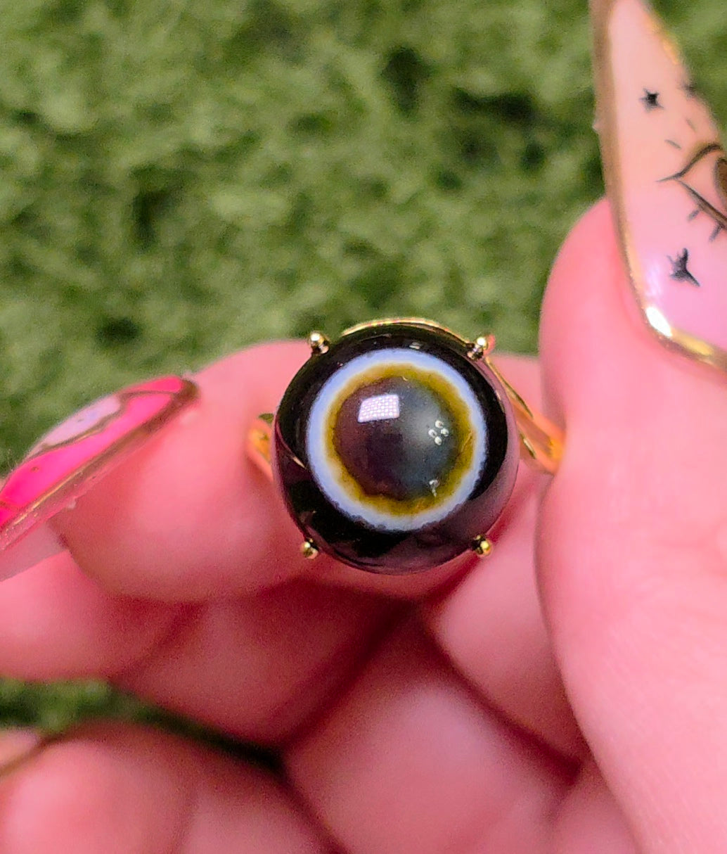 Agate Eye Gold-Plated Ring