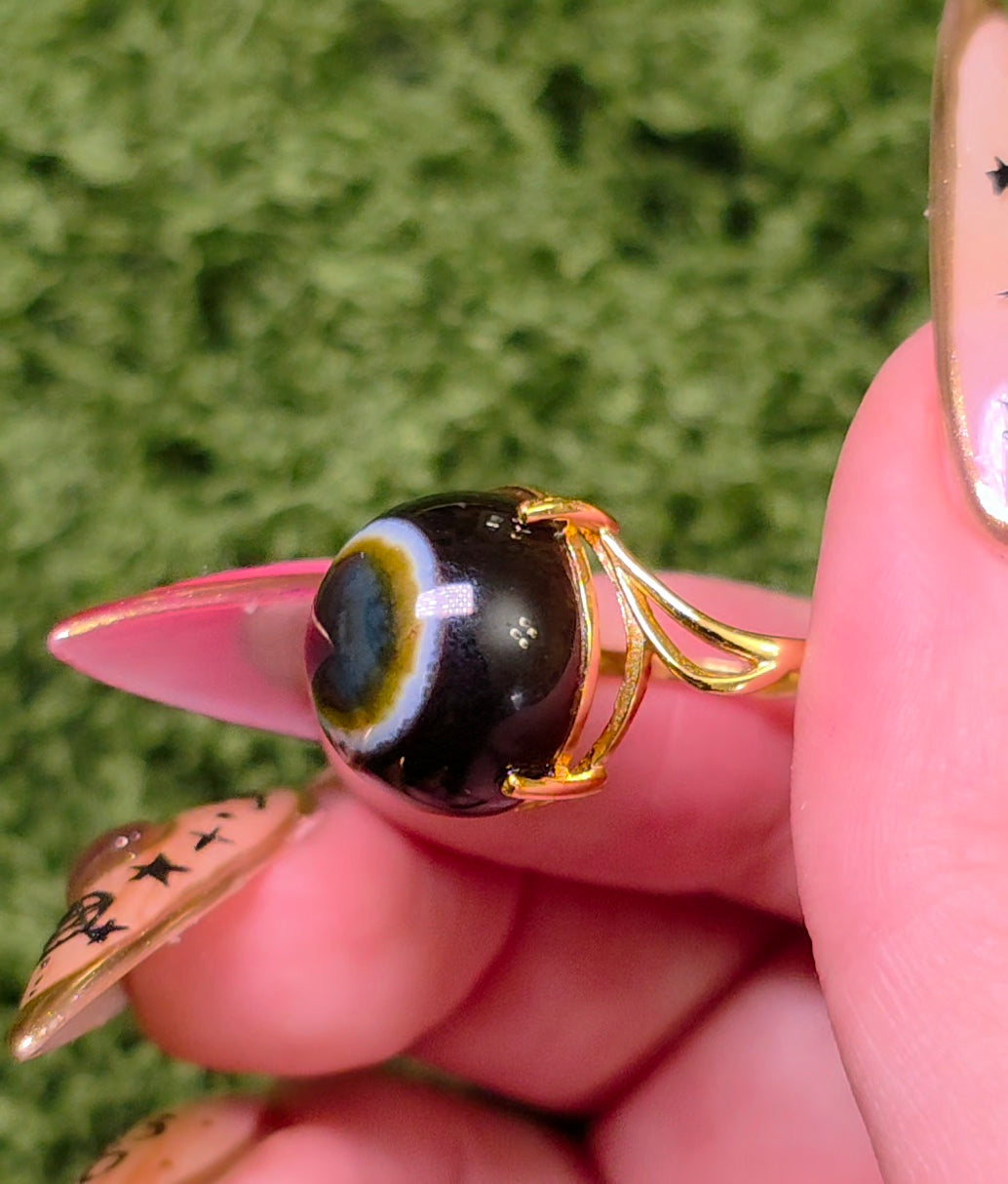 Agate Eye Gold-Plated Ring