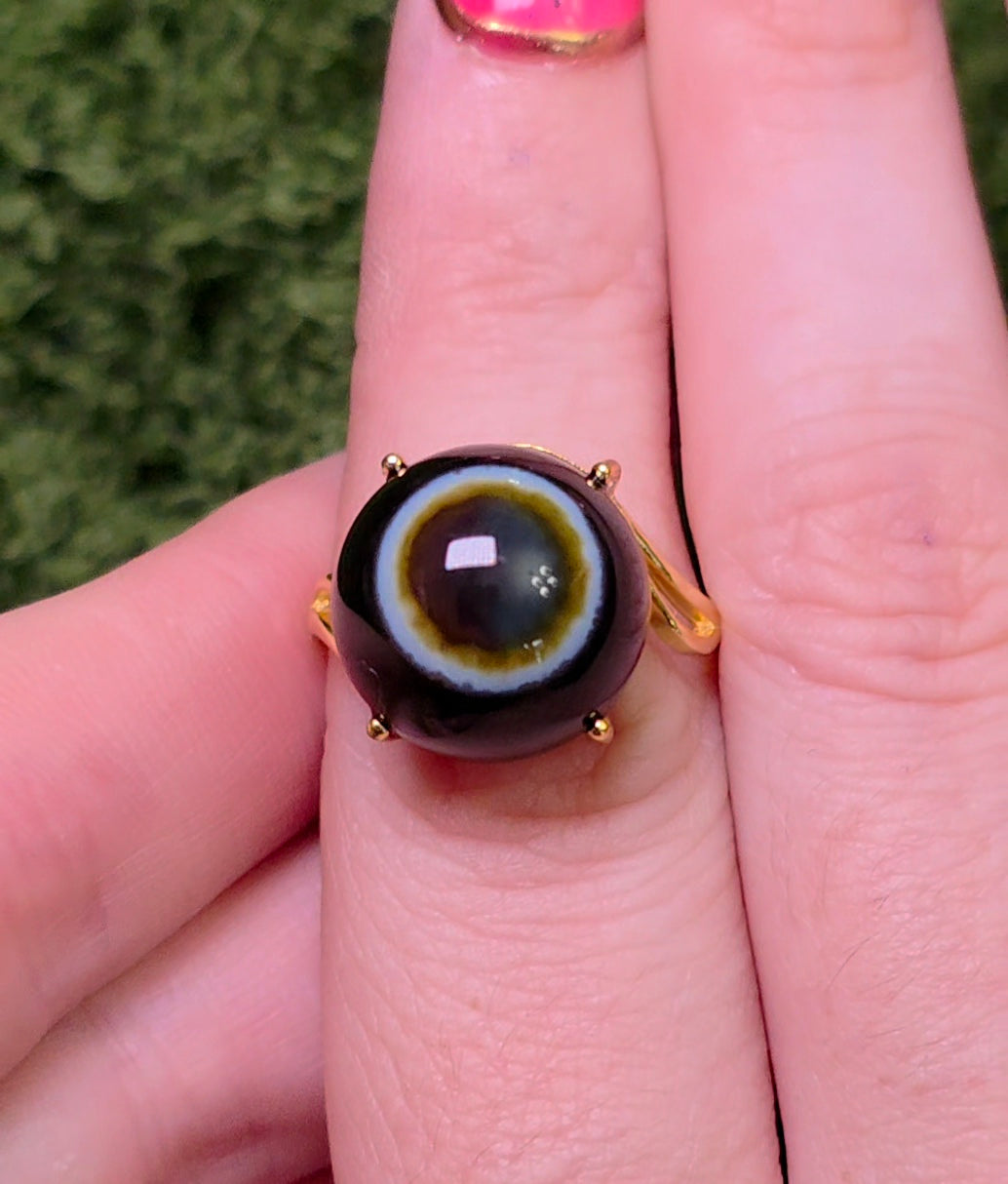 Agate Eye Gold-Plated Ring