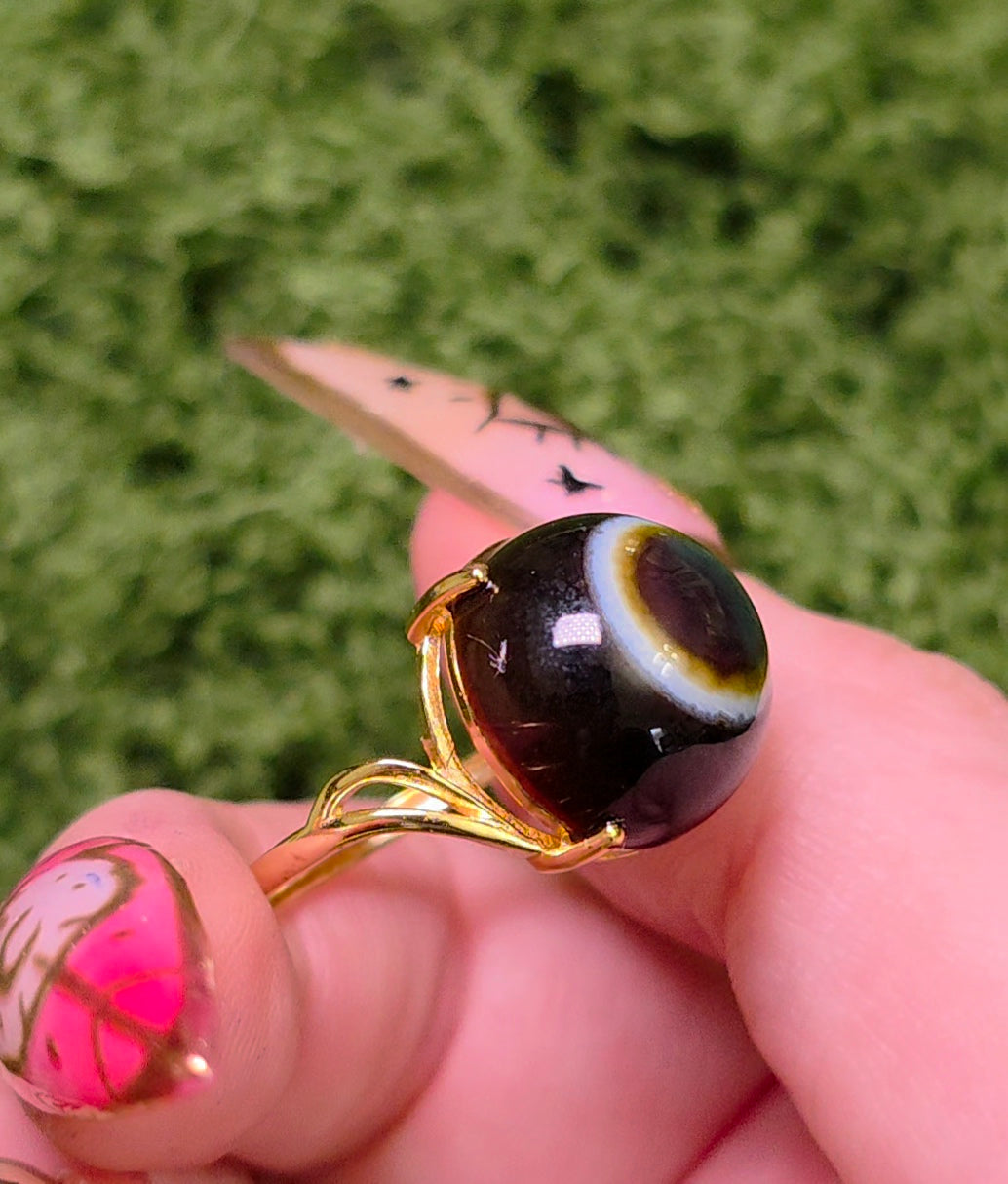 Agate Eye Gold-Plated Ring