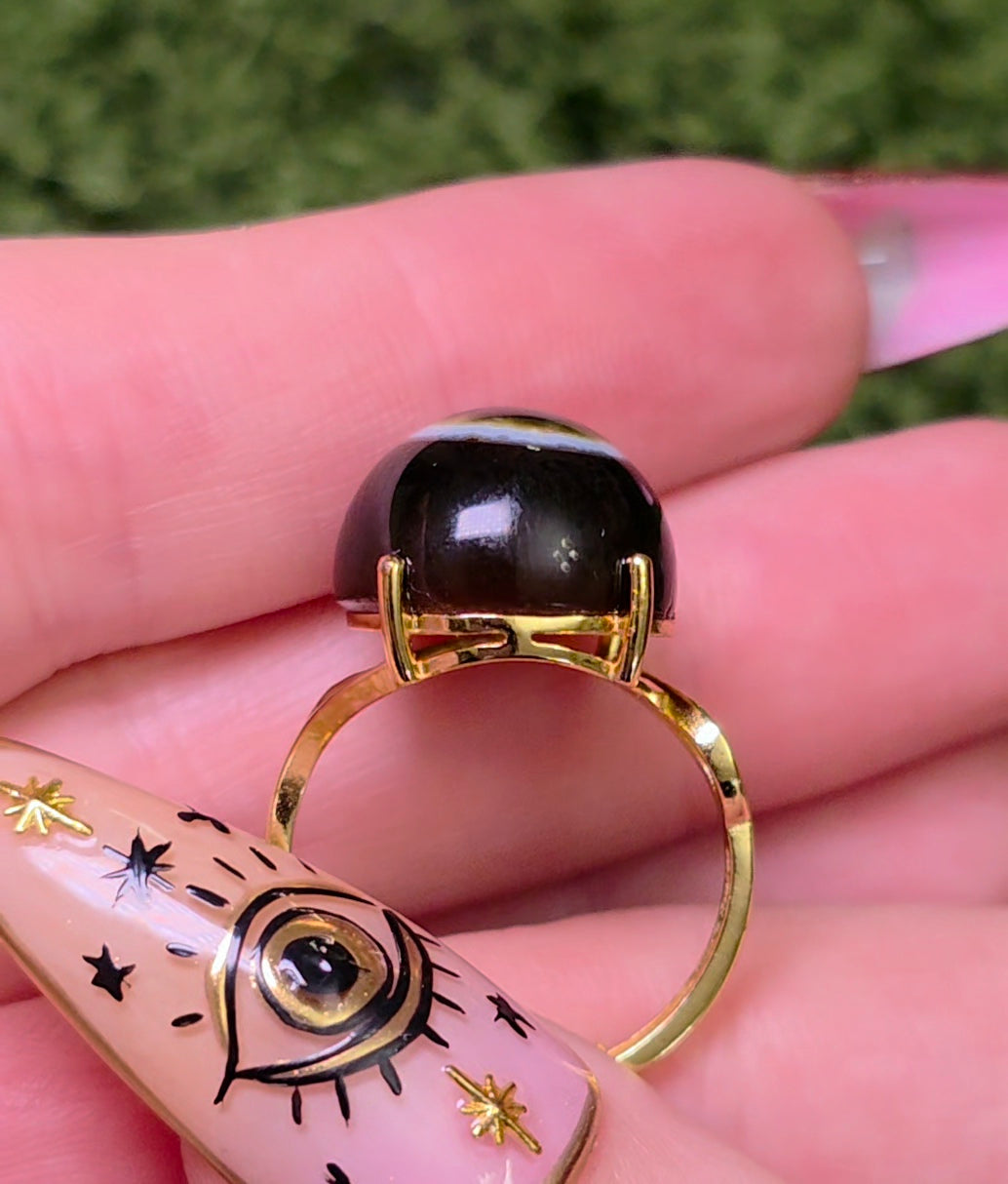 Agate Eye Gold-Plated Ring
