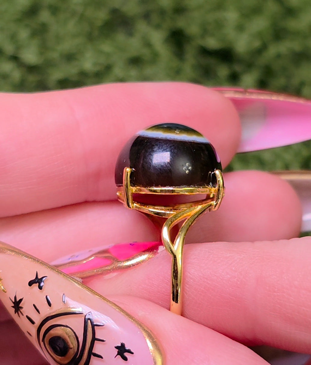 Agate Eye Gold-Plated Ring