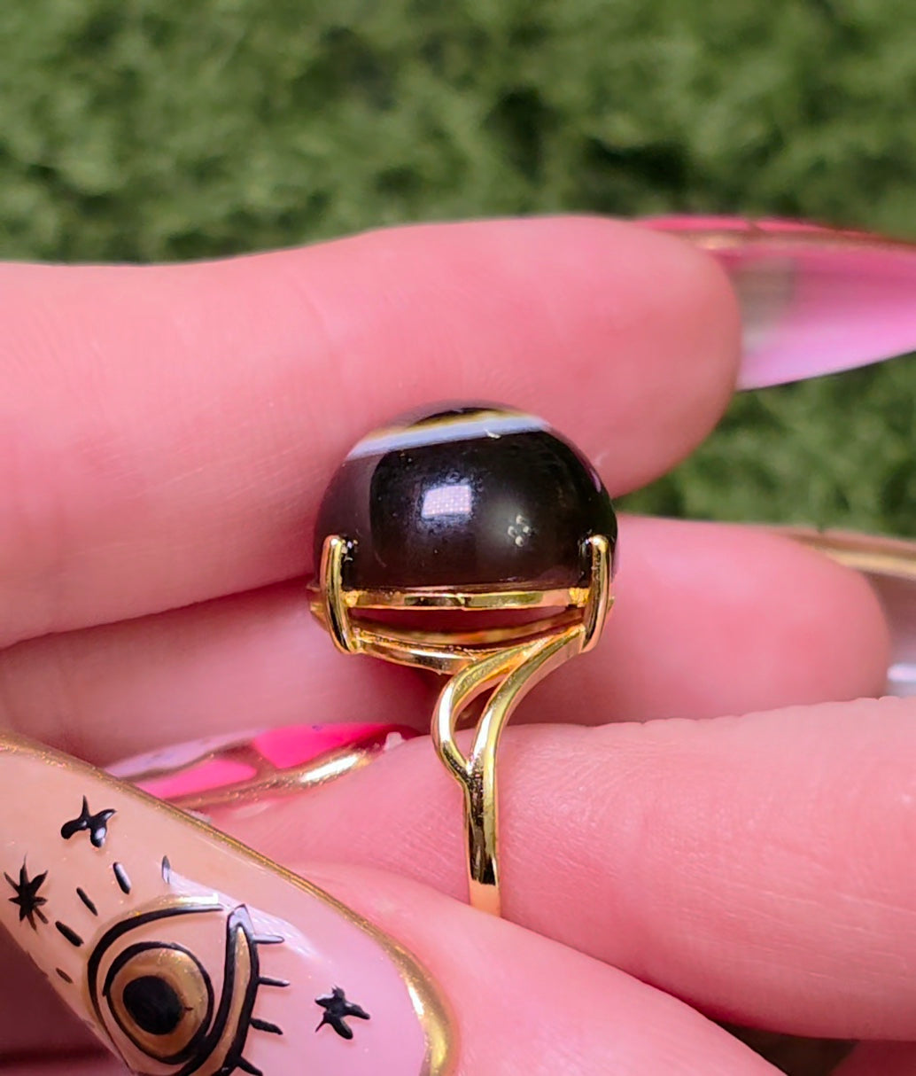 Agate Eye Gold-Plated Ring