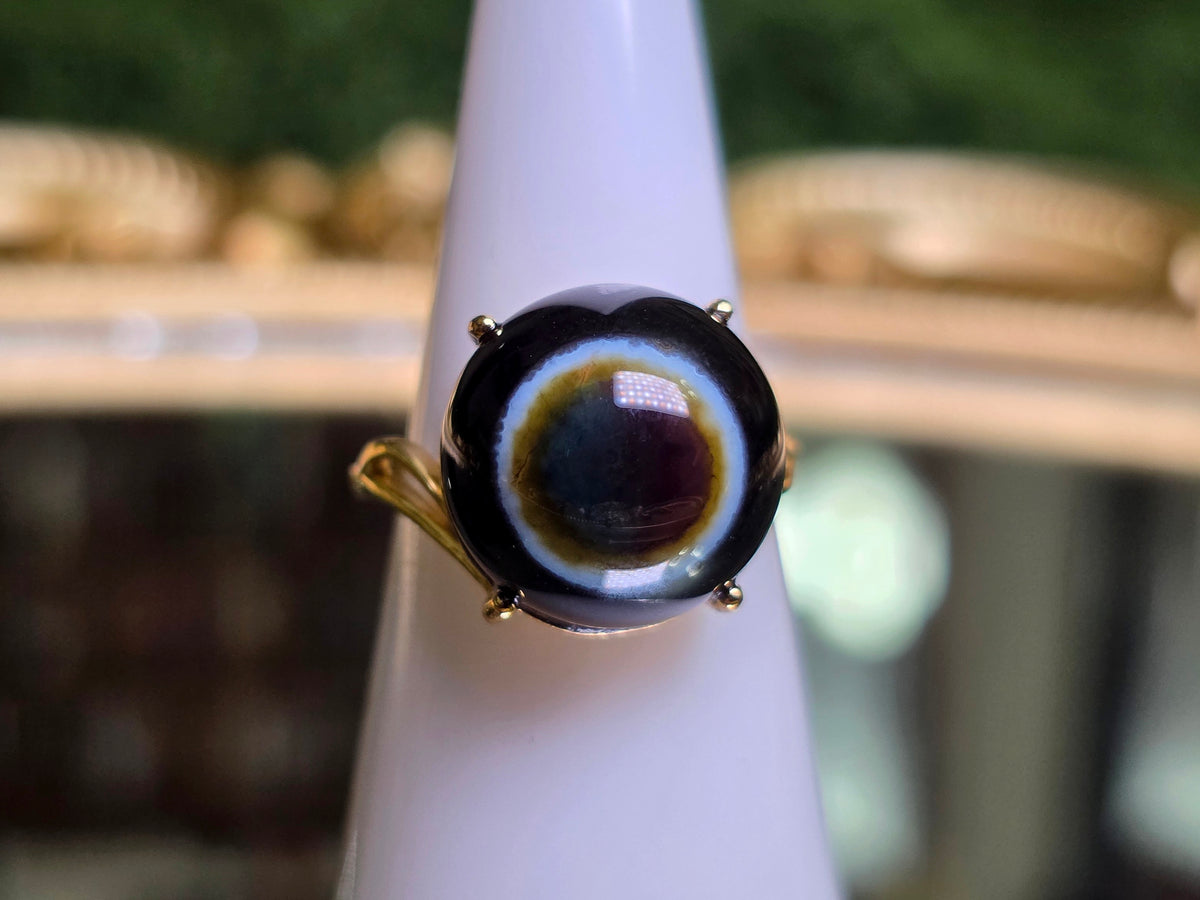 Agate Eye Gold-Plated Ring