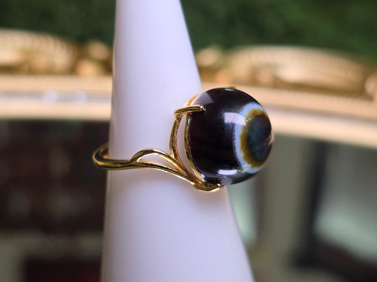 Agate Eye Gold-Plated Ring