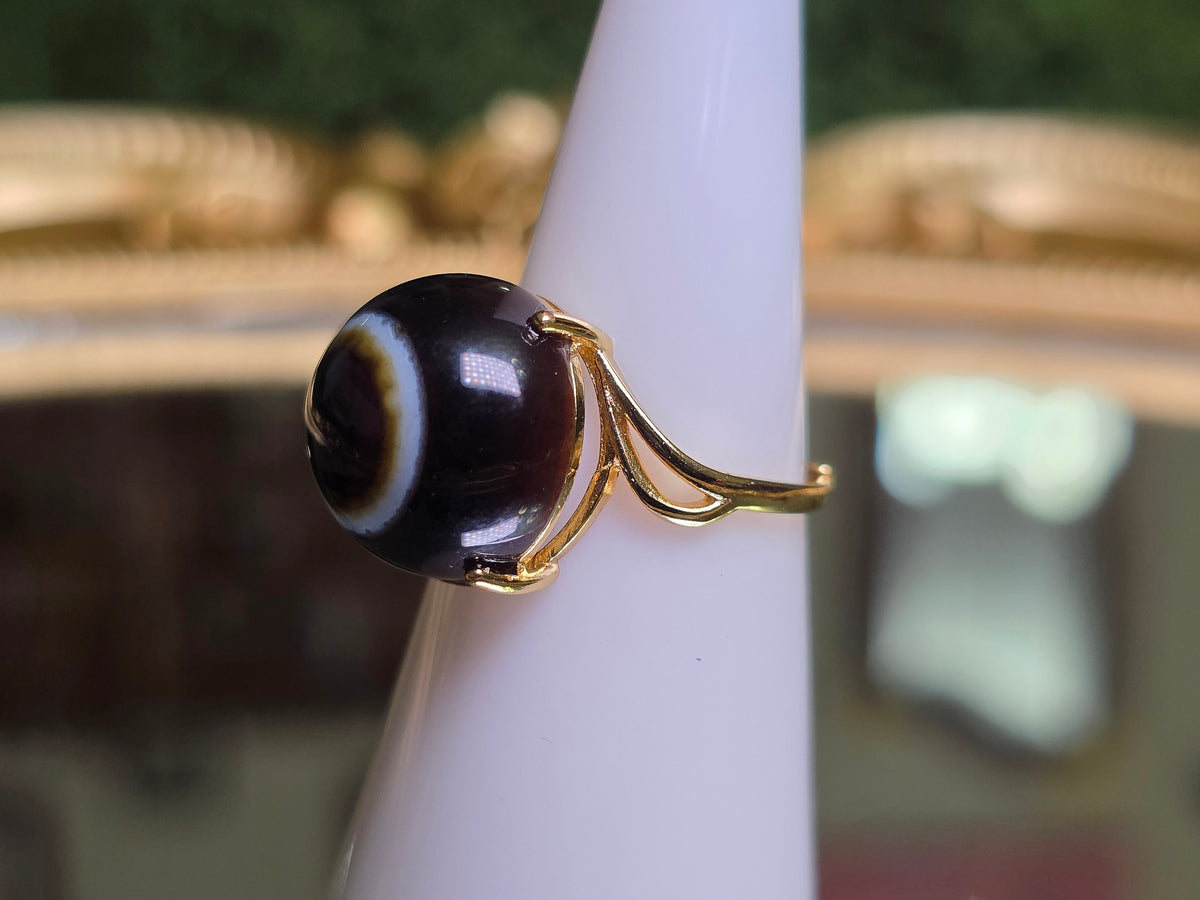 Agate Eye Gold-Plated Ring