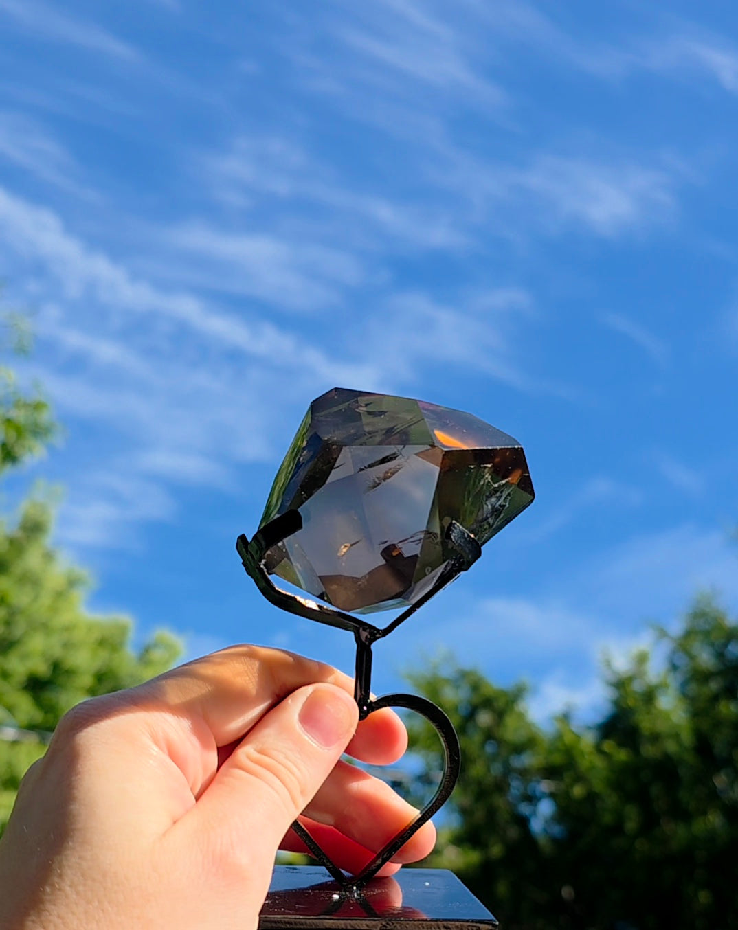 Smokey Quartz Freeform on Heart Stand A