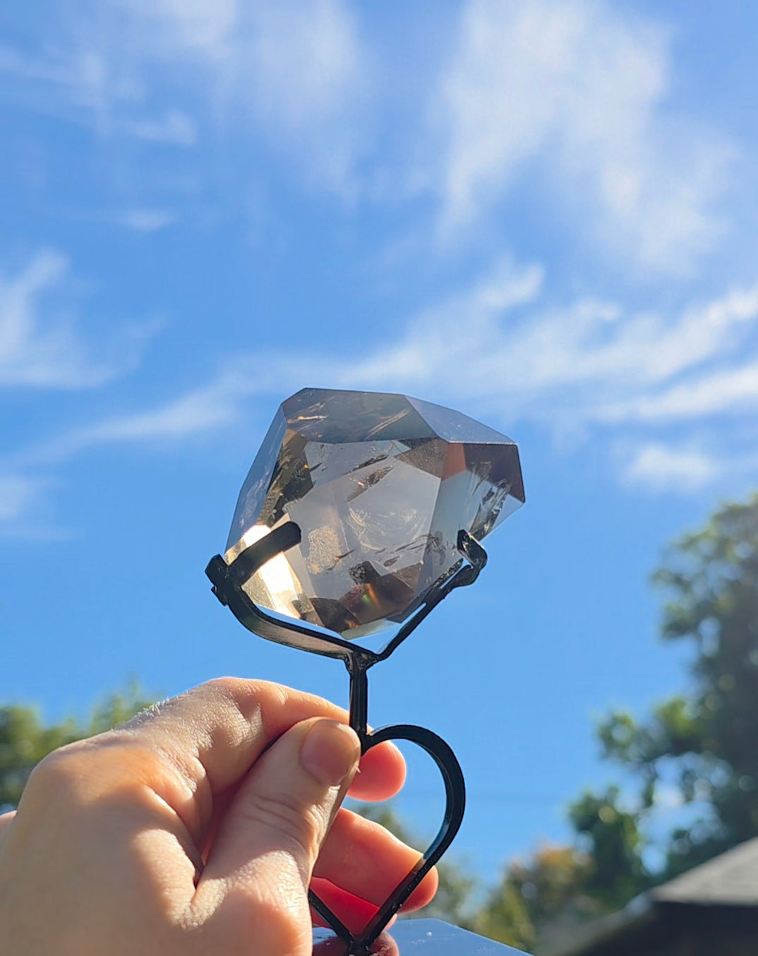Smokey Quartz Freeform on Heart Stand A