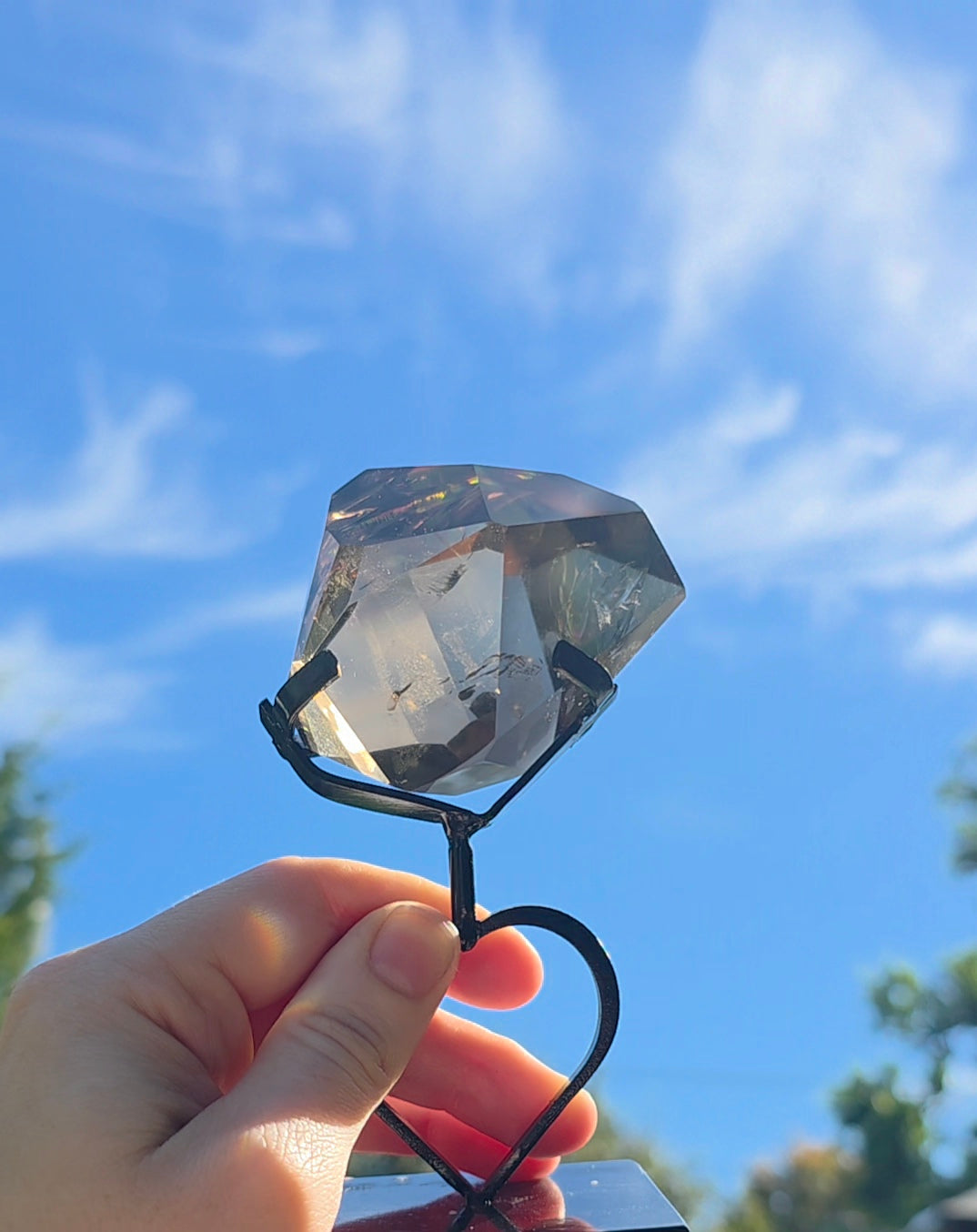 Smokey Quartz Freeform on Heart Stand A