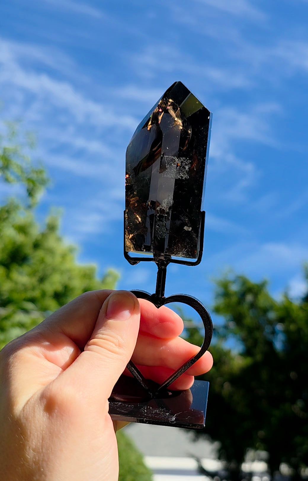 Smokey Quartz Freeform on Heart Stand B