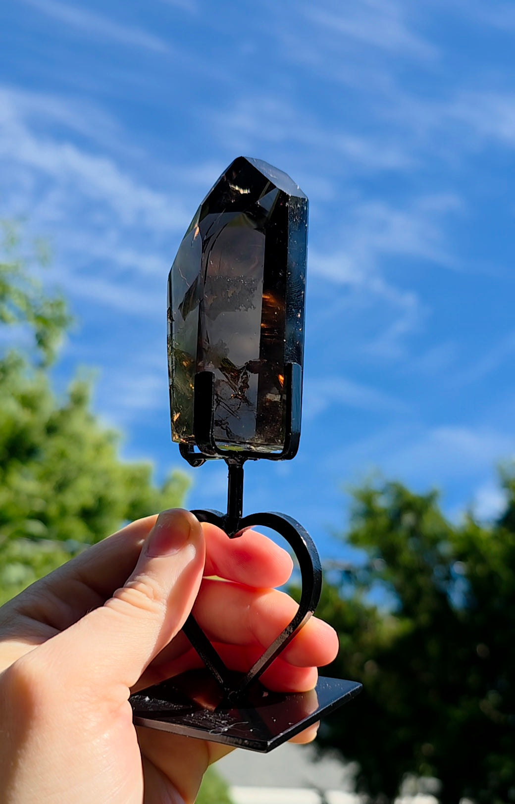 Smokey Quartz Freeform on Heart Stand B