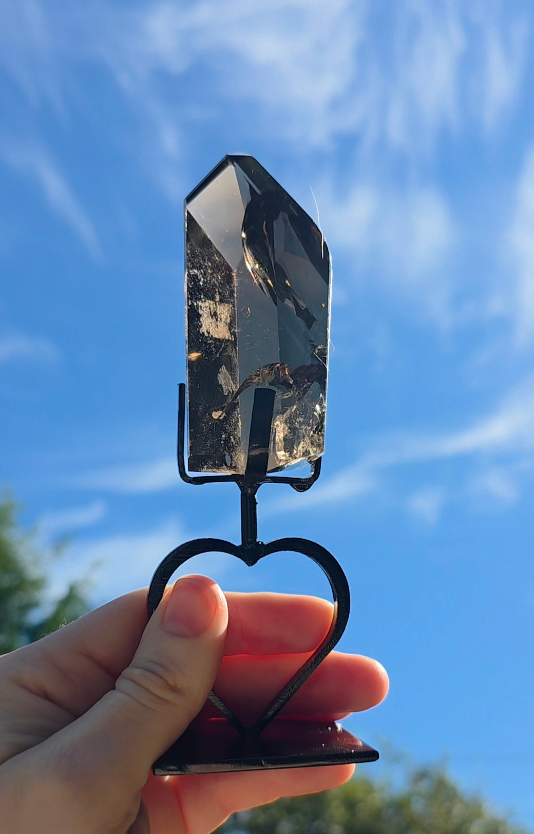 Smokey Quartz Freeform on Heart Stand B