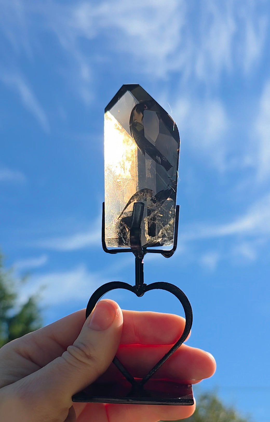 Smokey Quartz Freeform on Heart Stand B