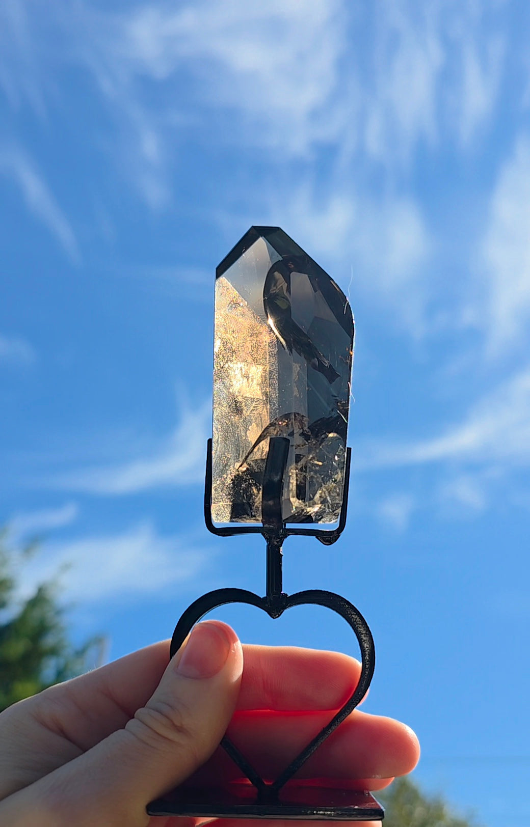 Smokey Quartz Freeform on Heart Stand B