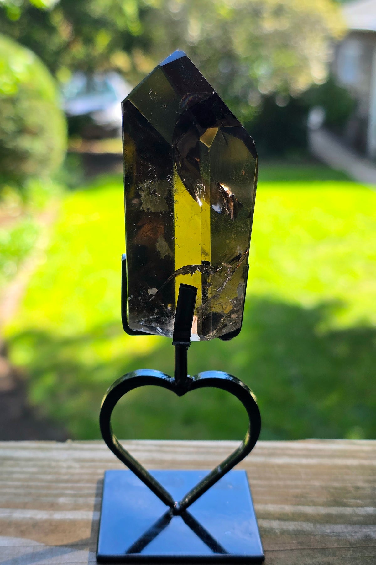 Smokey Quartz Freeform on Heart Stand B
