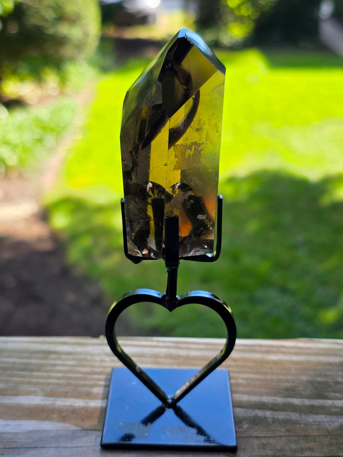 Smokey Quartz Freeform on Heart Stand B