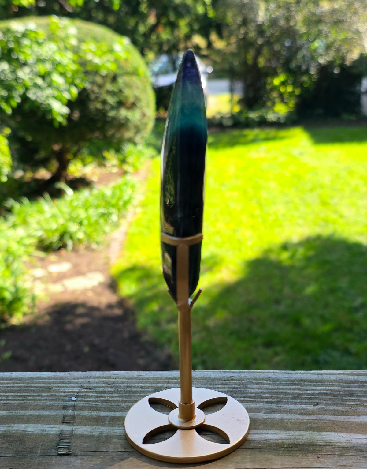 Rainbow Fluorite Flame on Stand
