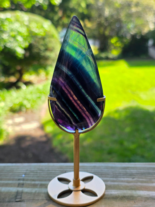 Rainbow Fluorite Flame on Stand