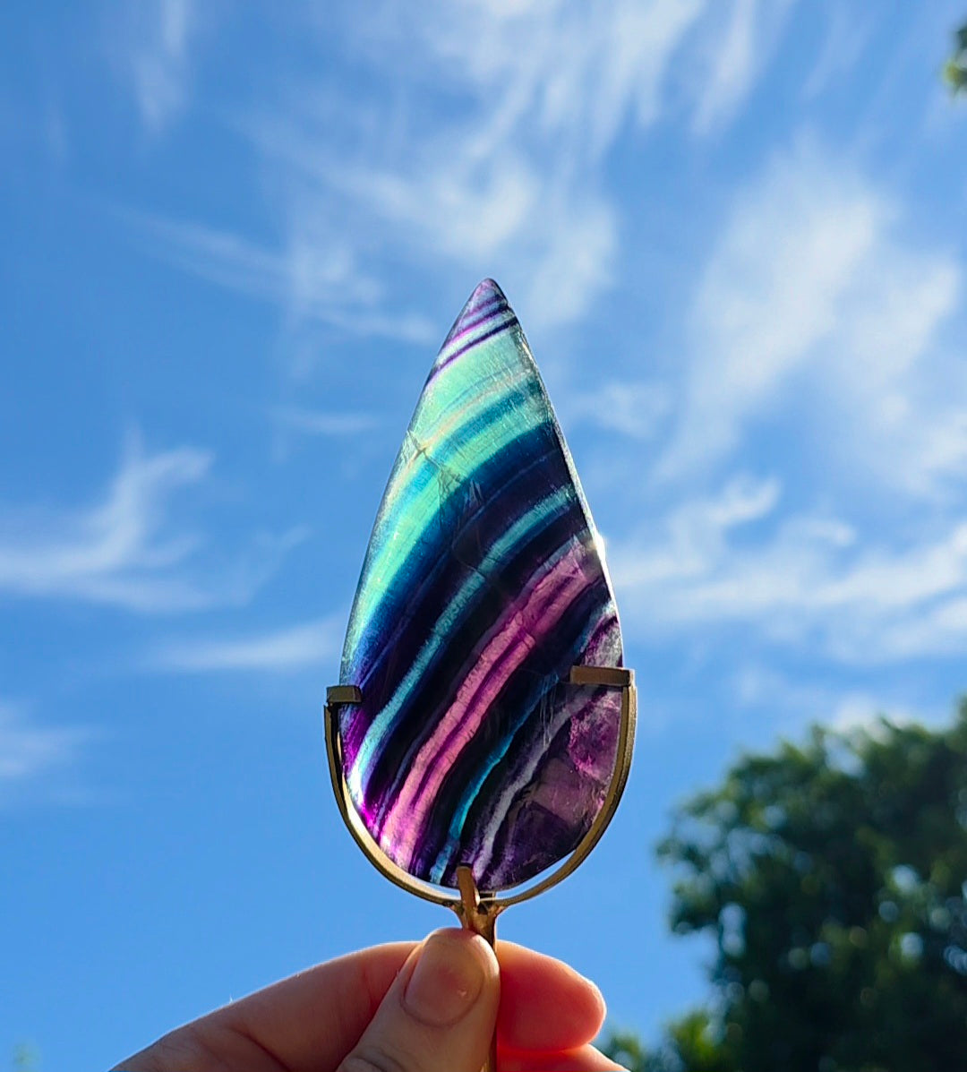 Rainbow Fluorite Flame on Stand