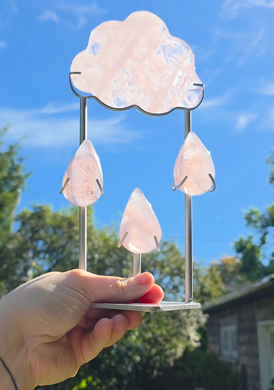 Rose Quartz Rain Cloud on Stand A