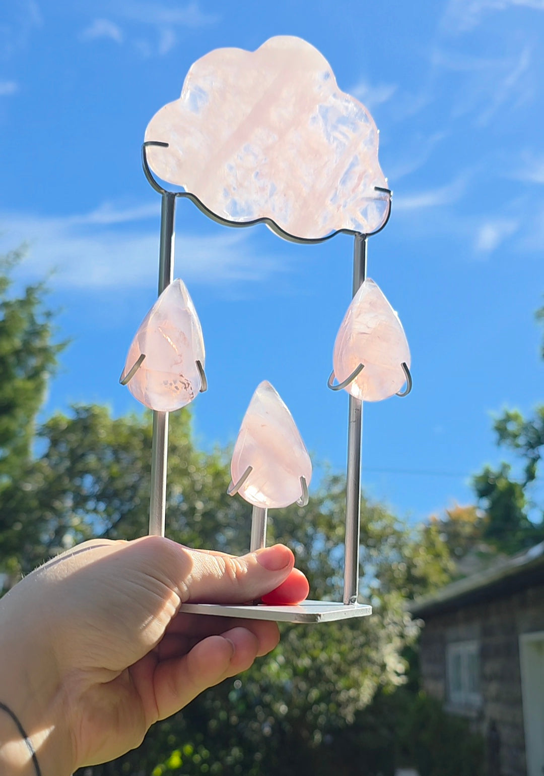 Rose Quartz Rain Cloud on Stand A