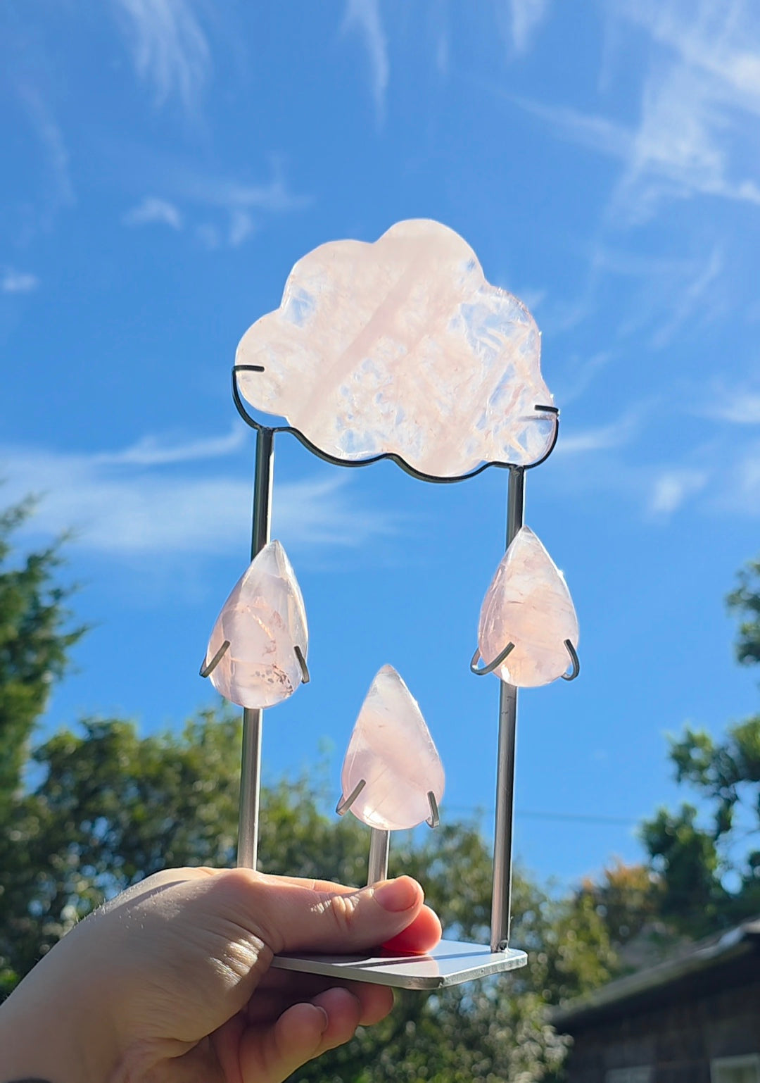 Rose Quartz Rain Cloud on Stand A