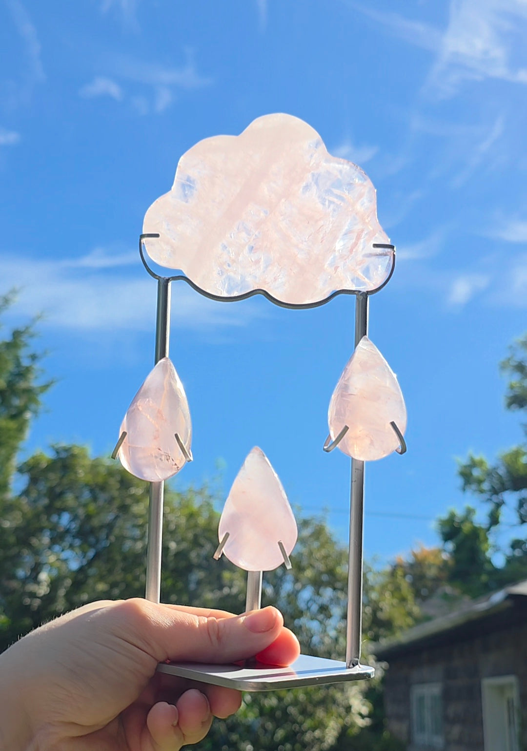 Rose Quartz Rain Cloud on Stand A