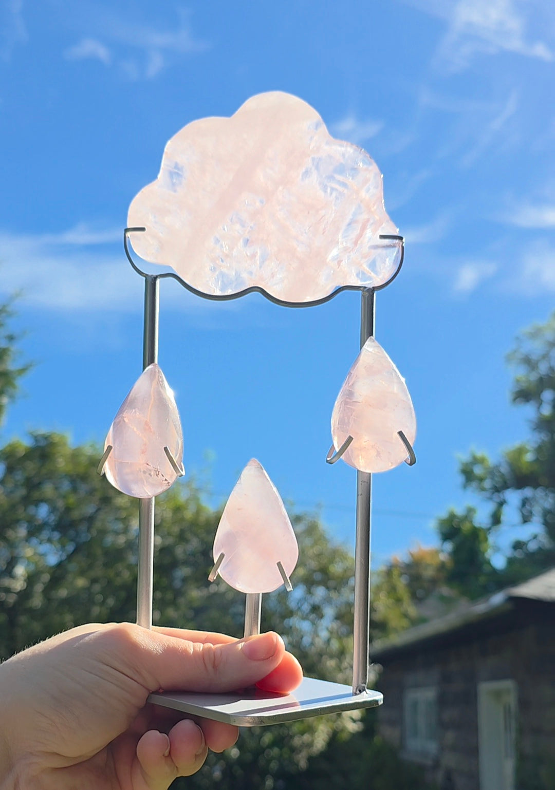 Rose Quartz Rain Cloud on Stand A