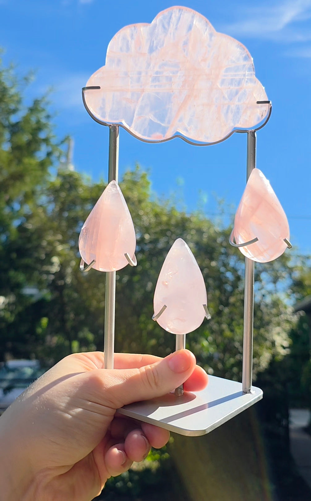 Rose Quartz Rain Cloud on Stand B
