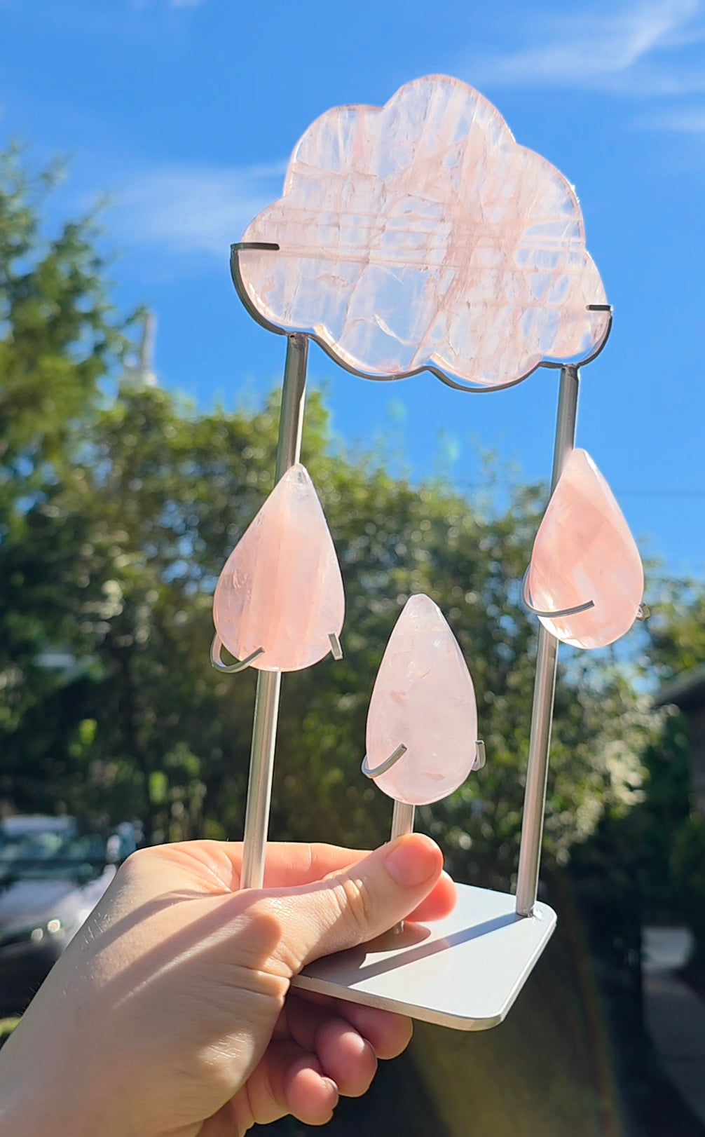 Rose Quartz Rain Cloud on Stand B