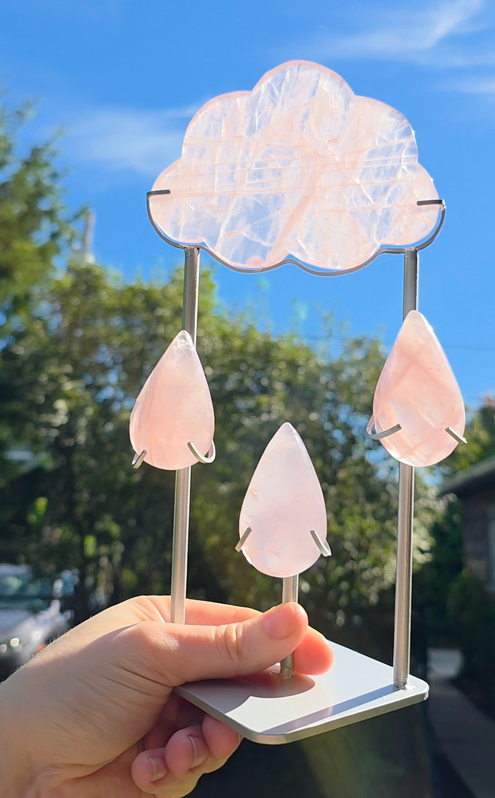 Rose Quartz Rain Cloud on Stand B