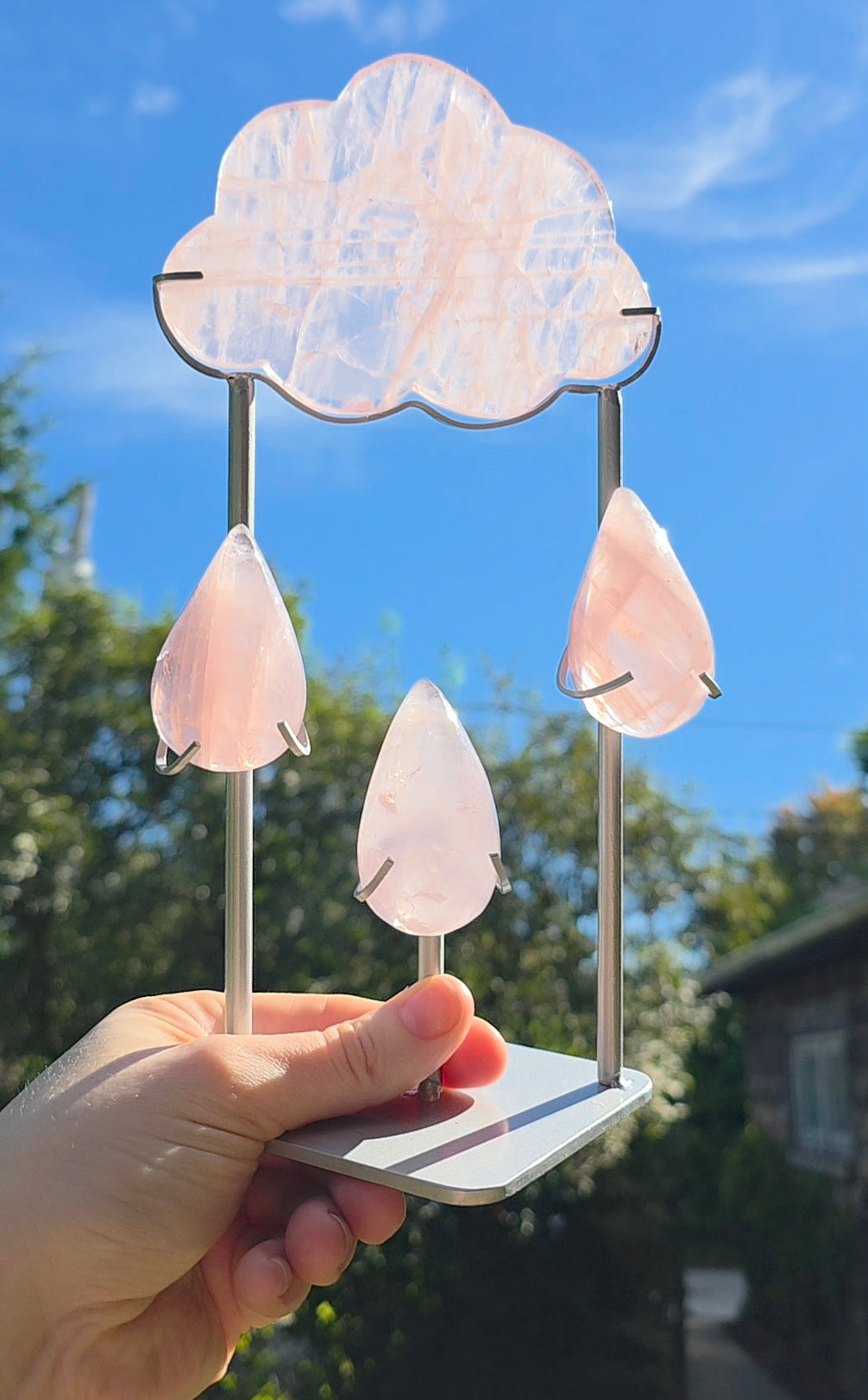 Rose Quartz Rain Cloud on Stand B