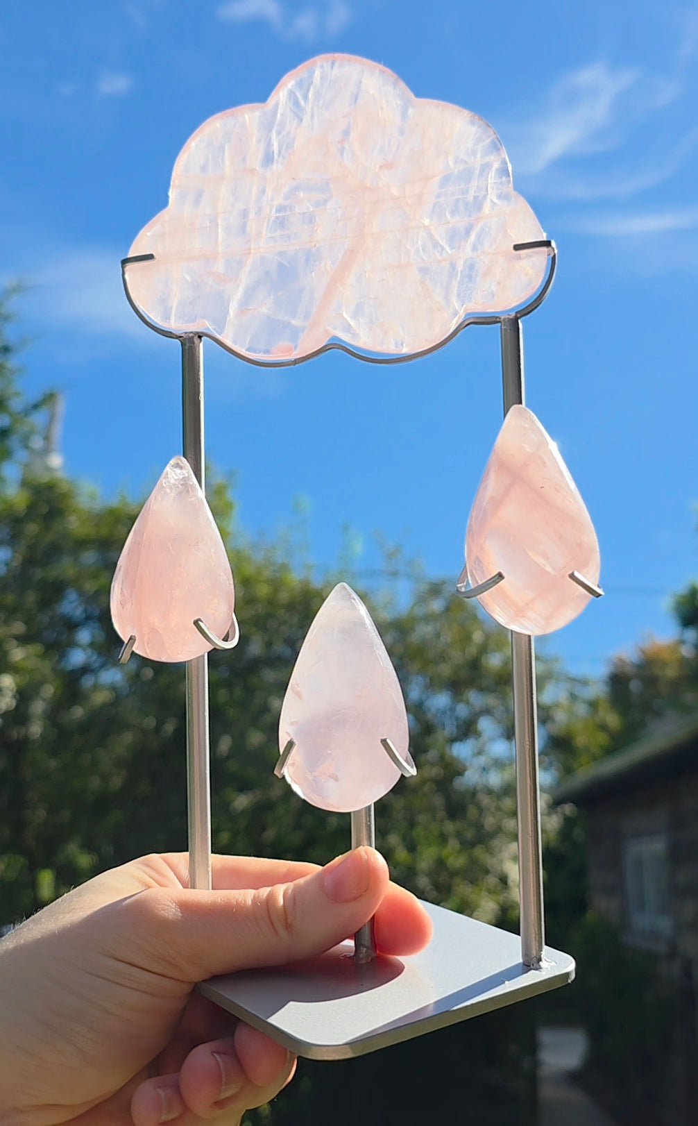 Rose Quartz Rain Cloud on Stand B